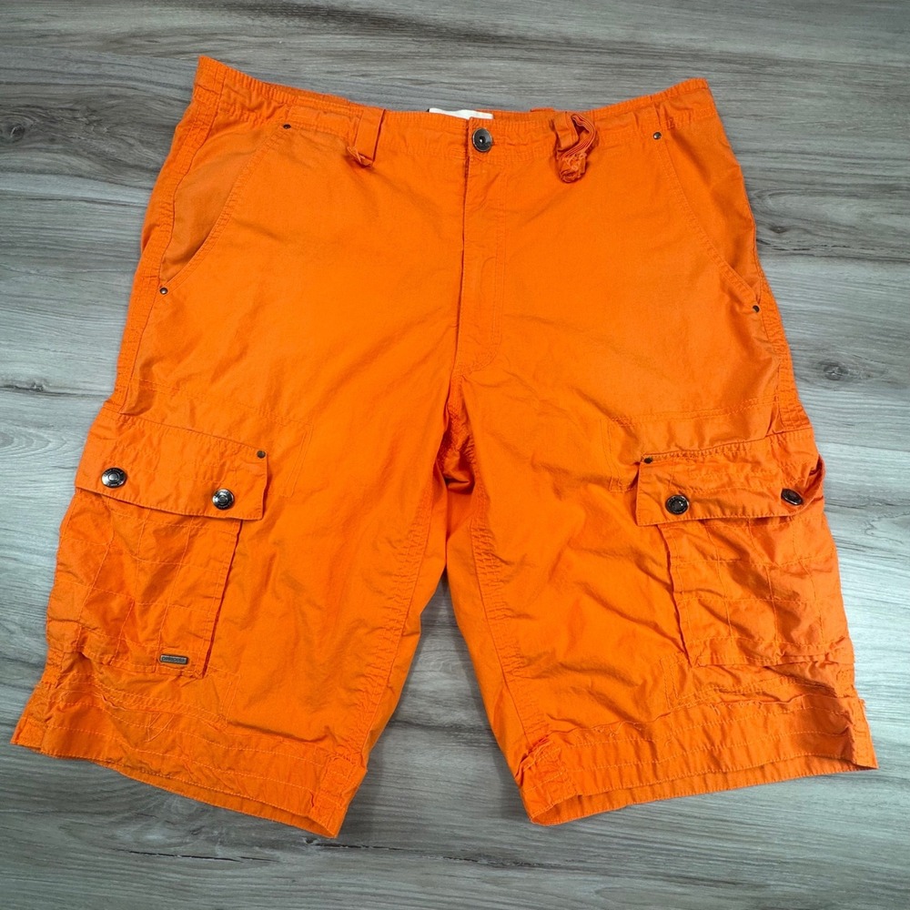 Vintage Pelle Pelle Marc Buchanan Orange Cargo Shorts Mens 38 Baggy Streetwear